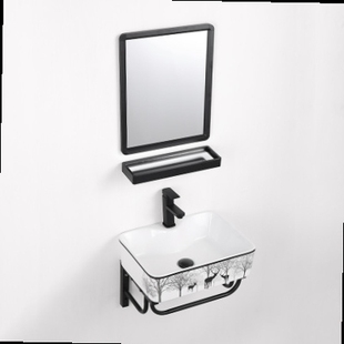 挂墙式 洗手盆家用小户型卫生间小尺寸陶瓷洗脸盆柜组合支架台