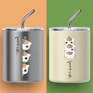 夏目友人帐咖啡保温杯猫咪老师水杯子少女可爱美式拿铁304不锈钢