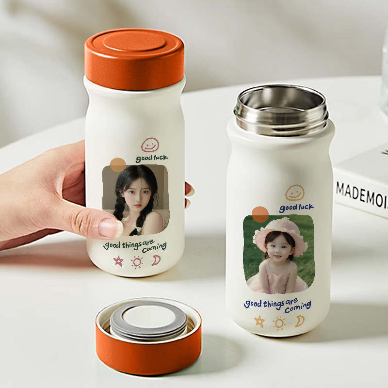 定制照片创意广告口袋杯印logo个性纪念礼品萌水杯子不锈钢保温杯