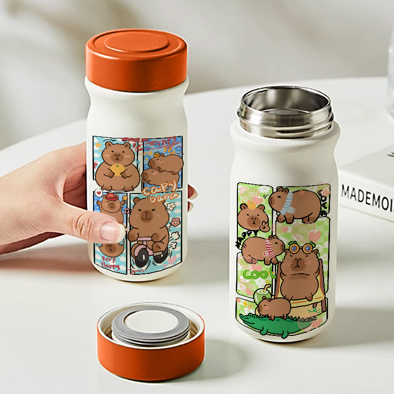 卡皮巴拉女生可爱风口袋杯豚门水豚高颜值不锈钢保温杯泡茶水杯子