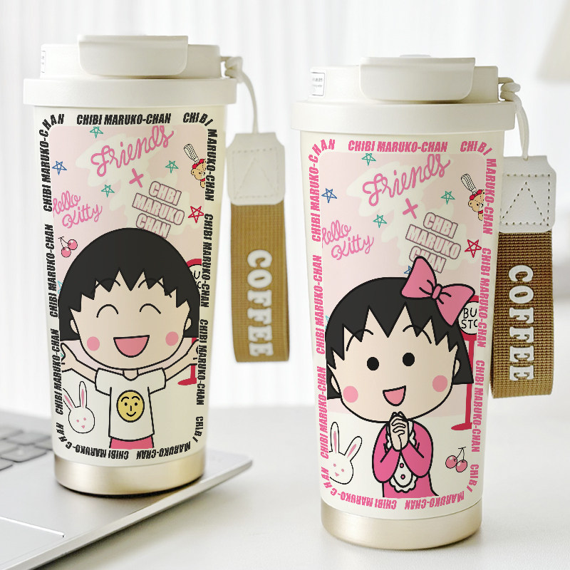 樱桃小丸子保温杯日系网红潮水杯子情侣女生可爱创意萌真空咖啡杯
