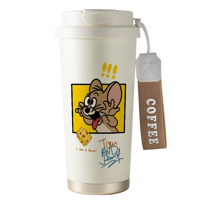 搞怪猫咪保温杯学生趣味情侣秀恩爱水杯子卡通创意个性提绳咖啡杯