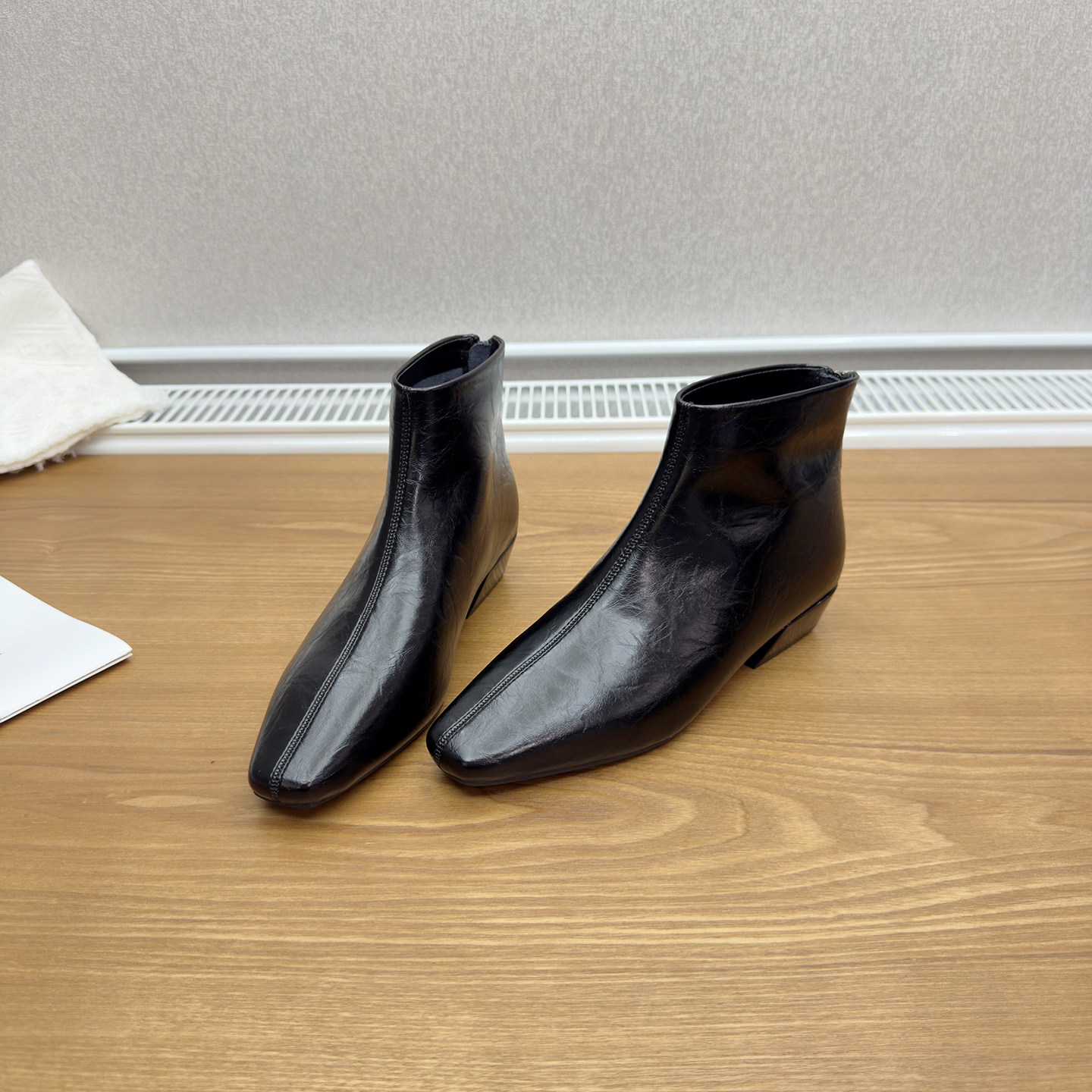 法式气质低跟短靴女秋冬新款方头及踝靴通勤单靴粗跟黑色瘦瘦靴子,女鞋,时装靴,淘宝优惠券,粉丝福利购,淘宝优惠卷