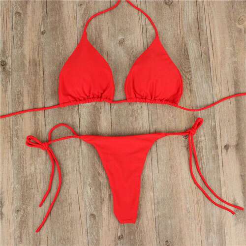 Sexy Bikini Set Thong Swimsuit Bandage Brazilian Swimwear