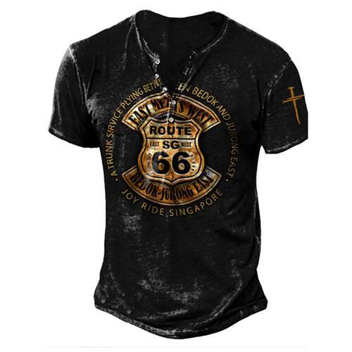 V-Neck Gothic T-Shirt Summer Fashion Short SleeveV领休闲T恤
