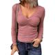 womens solid shirt slim Keng strip color long sleeve