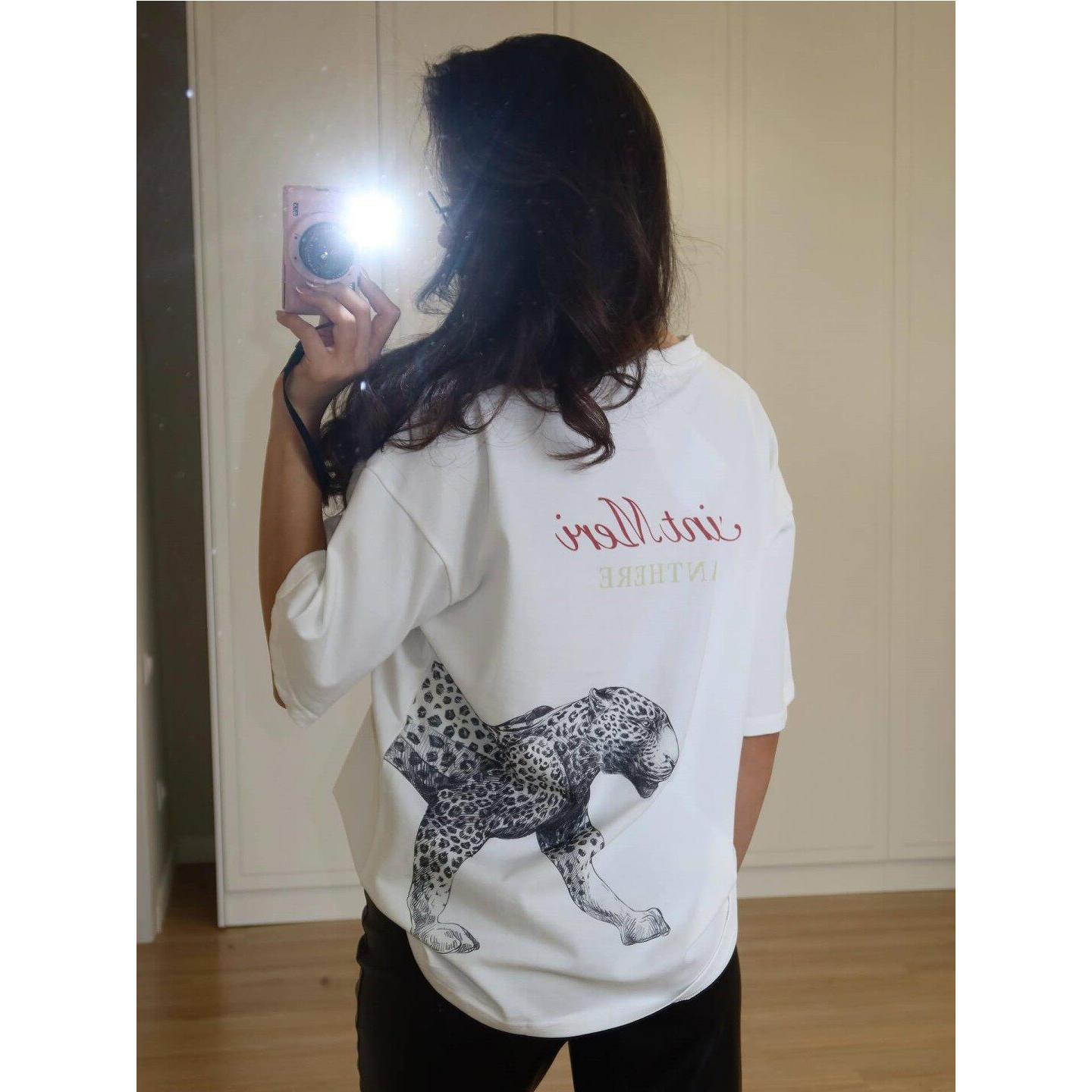 欧美时尚BF风纯棉短袖T恤上衣女 Oversize Tee T Shirt Top Women图片