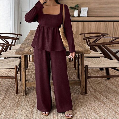 Plus size women tops pants two piece set大码女装长袖两件套装