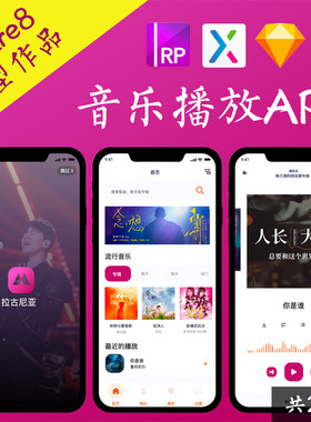 25页Axure交互原型.rp音乐播放软件APP高保真动态面板figma设计稿