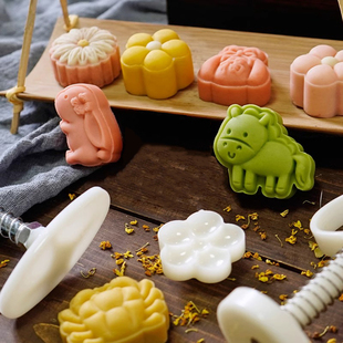 新款中秋迷你月饼模具25g30g20克螃蟹小老虎福袋核桃绿豆糕手压磨