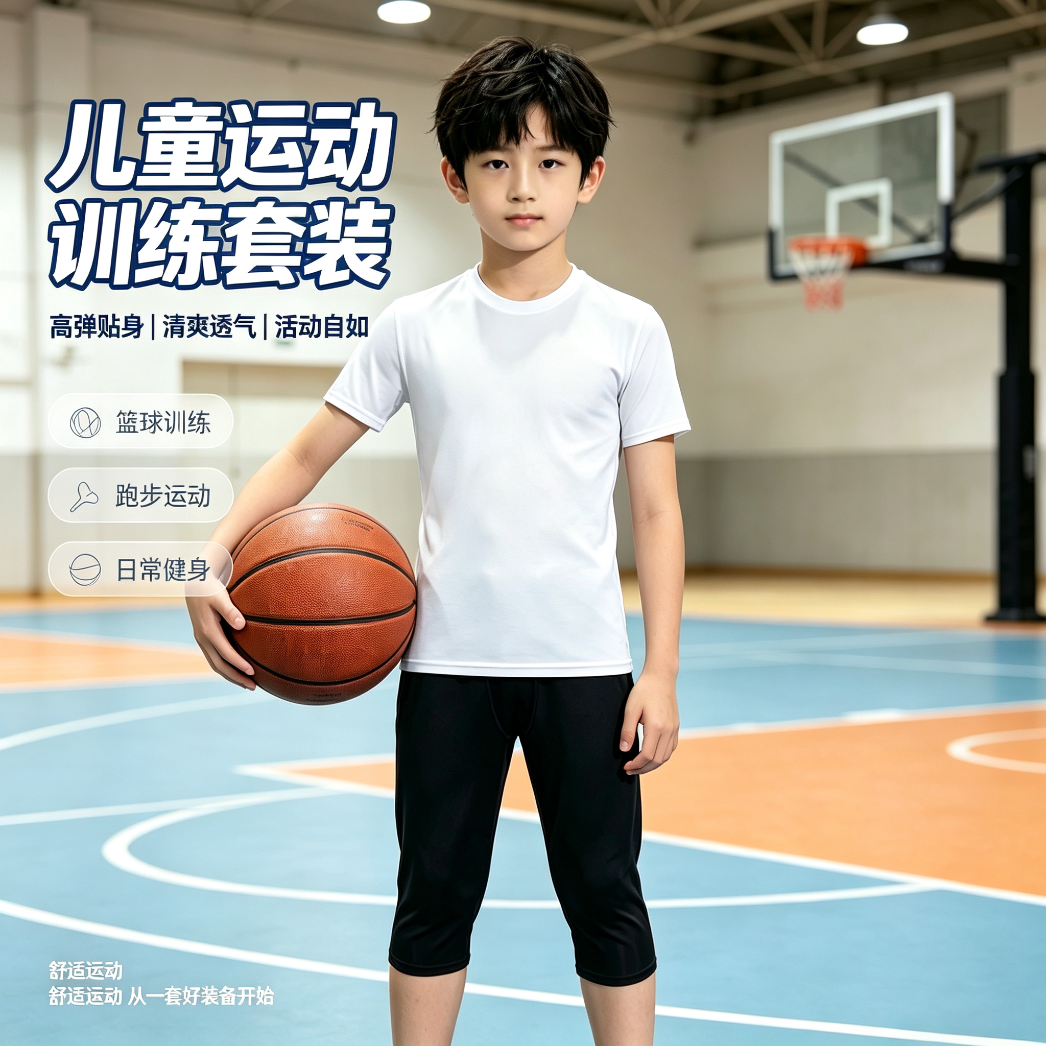 夏季儿童速干高弹紧身运动套装