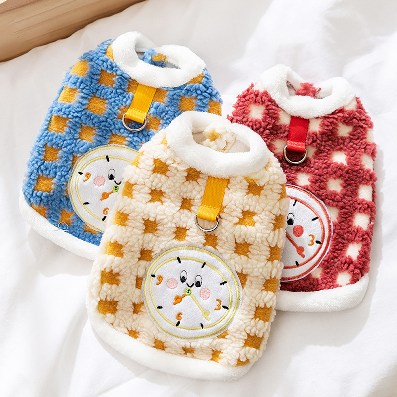 秋冬宠物狗狗服装格子时光两脚绒衣中小型犬泰迪保暖加厚宠物衣服