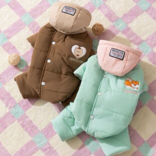 柯基狗狗衣服秋冬季 连帽可拆加厚保暖四脚棉衣中型犬冬天宠物服饰