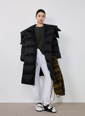 2025冬新款泡芙鹅绒羽绒服加厚保暖宽松休闲过膝长款面包服外套女