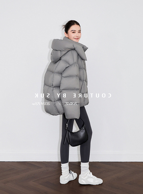 2025冬季新款加厚保暖短款95白鹅绒面包服帽子可拆卸泡芙羽绒服女