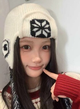 韩版冷帽时尚欧阳娜娜针织毛线帽2025流行女秋冬氛围感保暖护耳帽