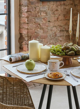 100%亚麻布艺家用西餐巾纯色餐垫氛围感酒店折花巾32X44CM可定制