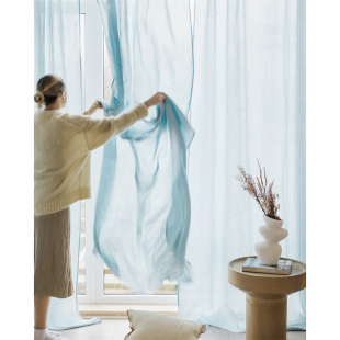 高级感纯色亚麻窗帘客厅卧室布帘试衣间门帘飘窗阳台遮阳帘可定制