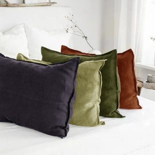 100%亚麻纯色枕头套亲肤成人枕套单支装 74cm氛围感枕皮枕芯套