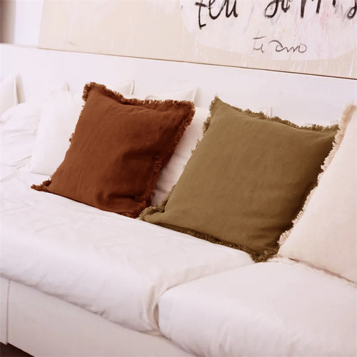 毛边亚麻抱枕靠垫沙发靠枕客厅办公室现代简约靠垫床头腰枕套含芯