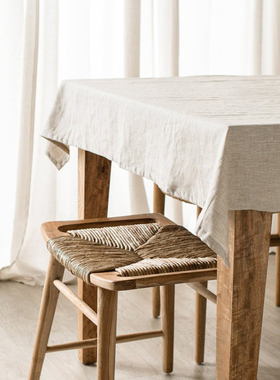 纯色亚麻茶几会议桌布长方形轻奢日系餐桌布ins风法式简约高级感