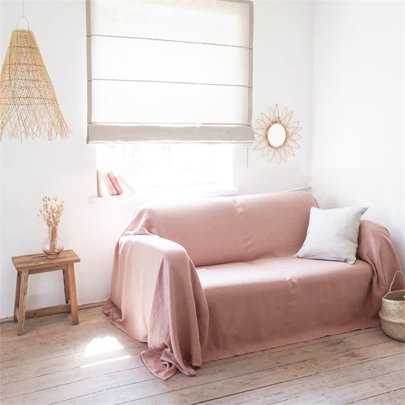 100%亚麻布艺沙发巾全盖高级感四季通用沙发罩防尘布盖布纯色定制