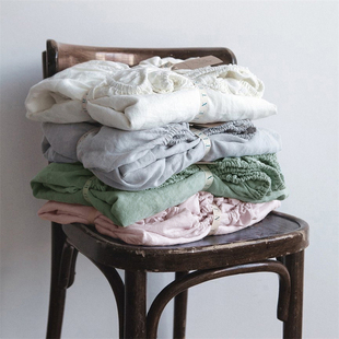 亚麻布艺双人床床单亲肤床笠纯色三件套高级感民宿床上用品可定制