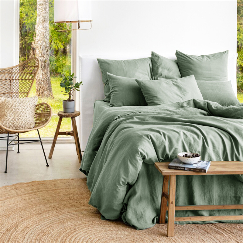 天然亚麻纯色四件套床笠大尺寸双人床单亲肤透气高端床上用品定制