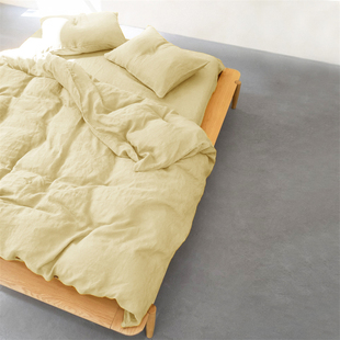 日式 简约风纯色亚麻四件套床单双人床大尺寸被套加高床笠罩三件套