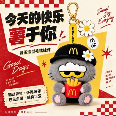 麦当劳权志龙GD联名限定周边可爱毛绒公仔包包钥匙挂件小玩偶潮玩
