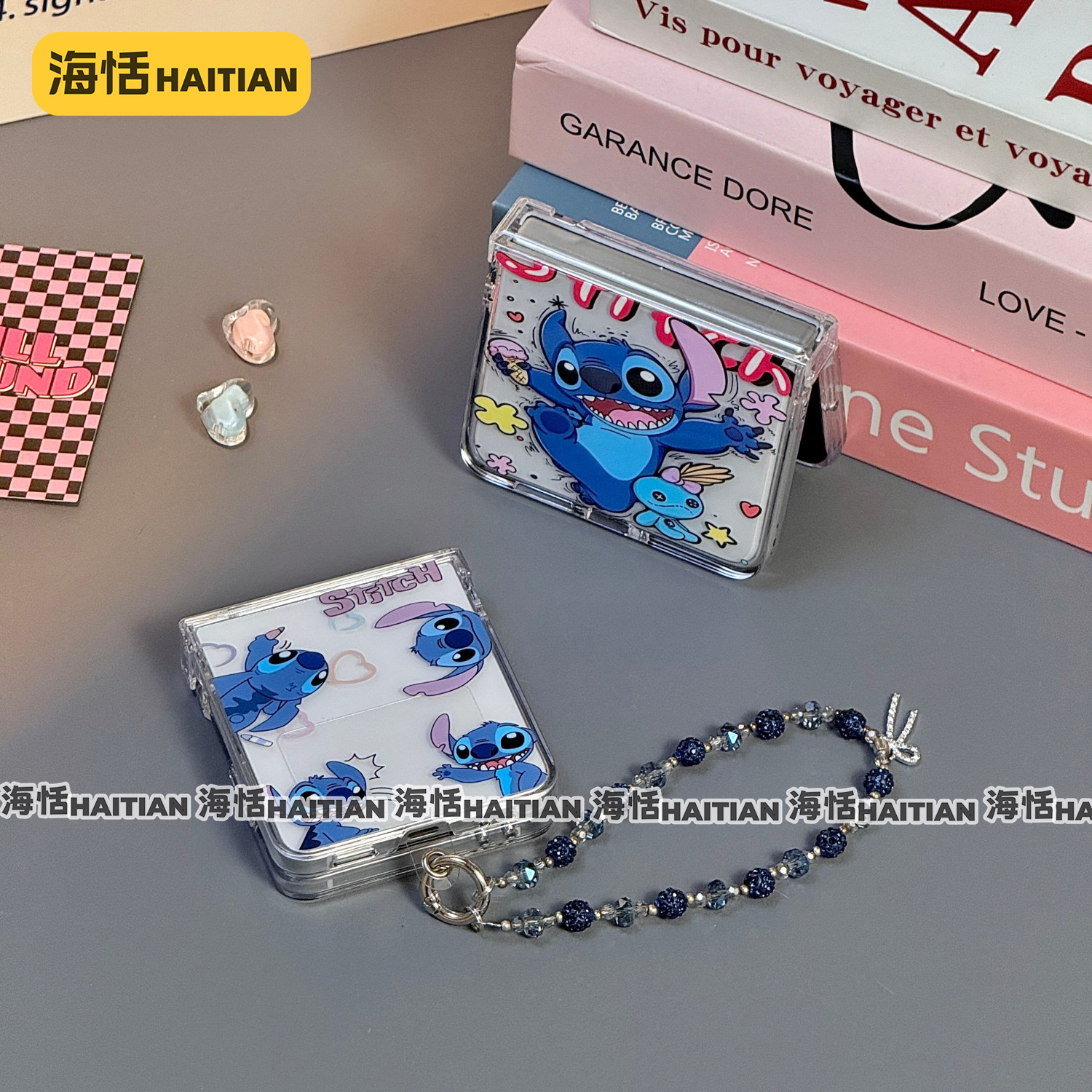 卡通史迪仔护轴透明折叠屏手机壳