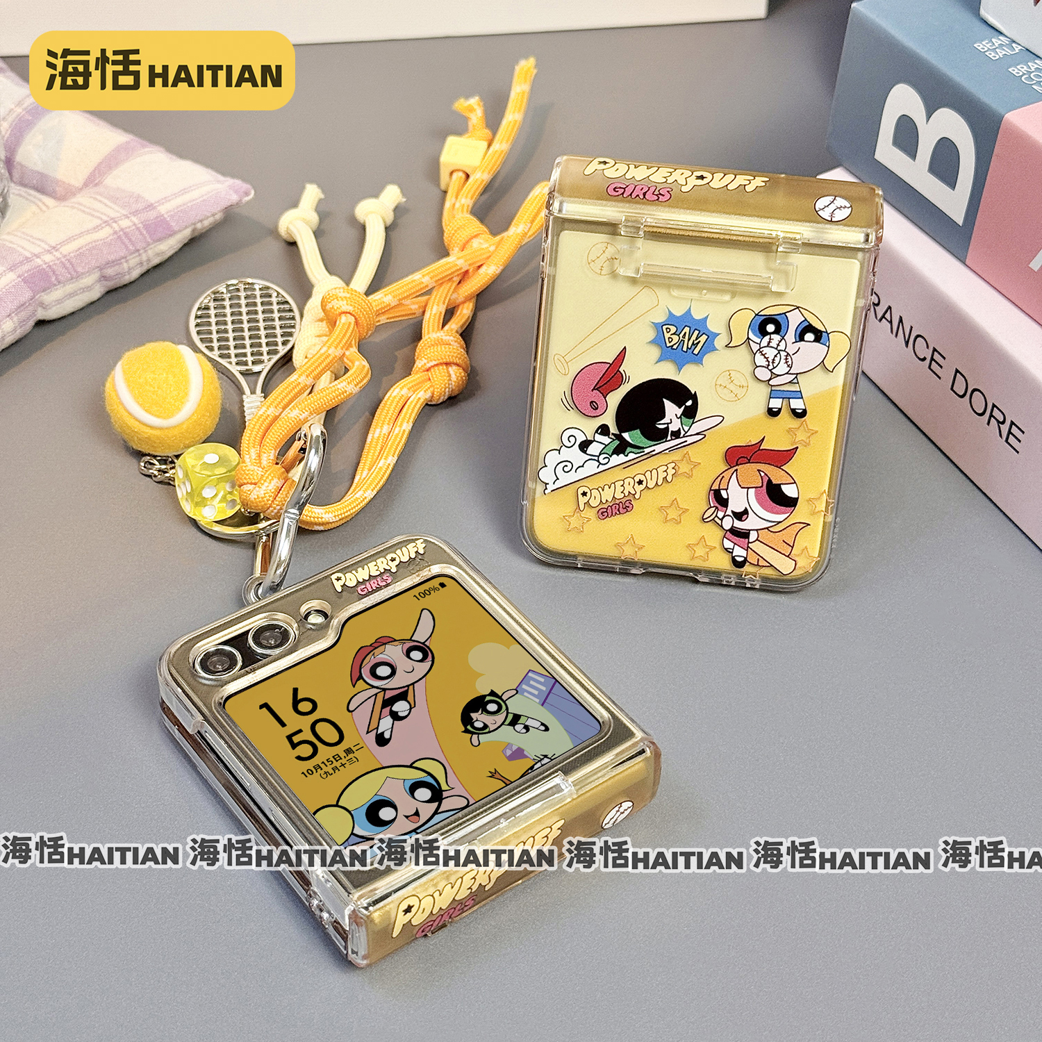 棒球小女警包铰链折叠屏手机壳