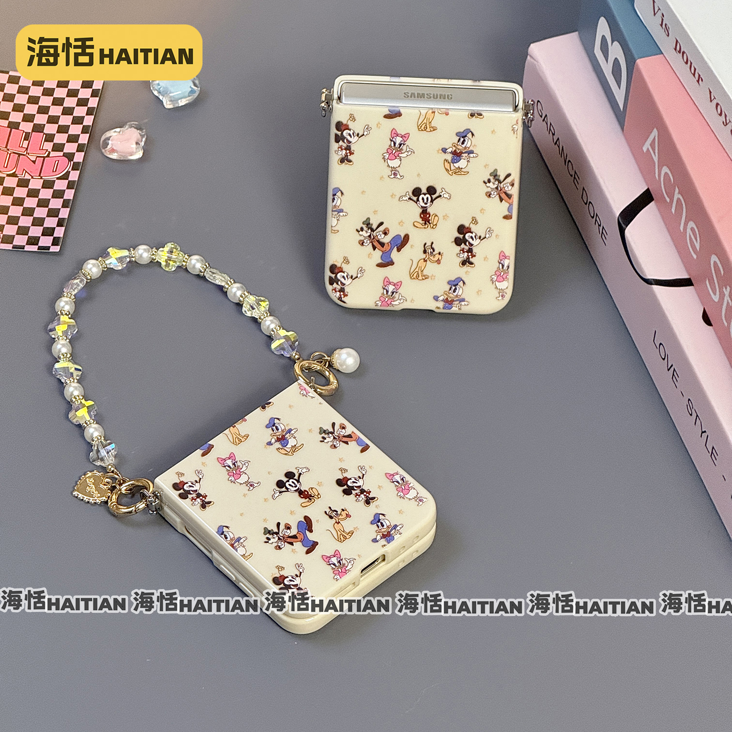 卡通米奇家族侧扣手链折叠手机壳