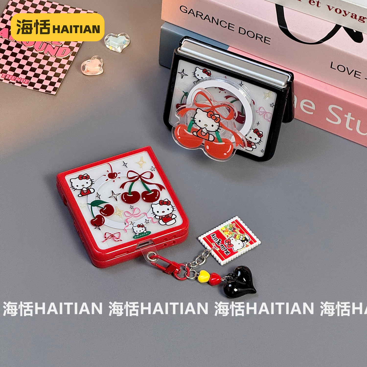 新款磁吸樱桃kitty折叠屏手机壳