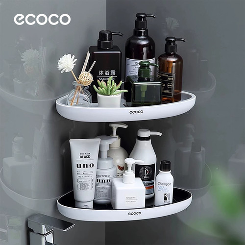 ecoco免打孔壁挂双层浴室三角架