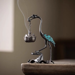 小仙鹤香炉莲花吊炉创意家用摆件室内小香炉香薰炉祥云香