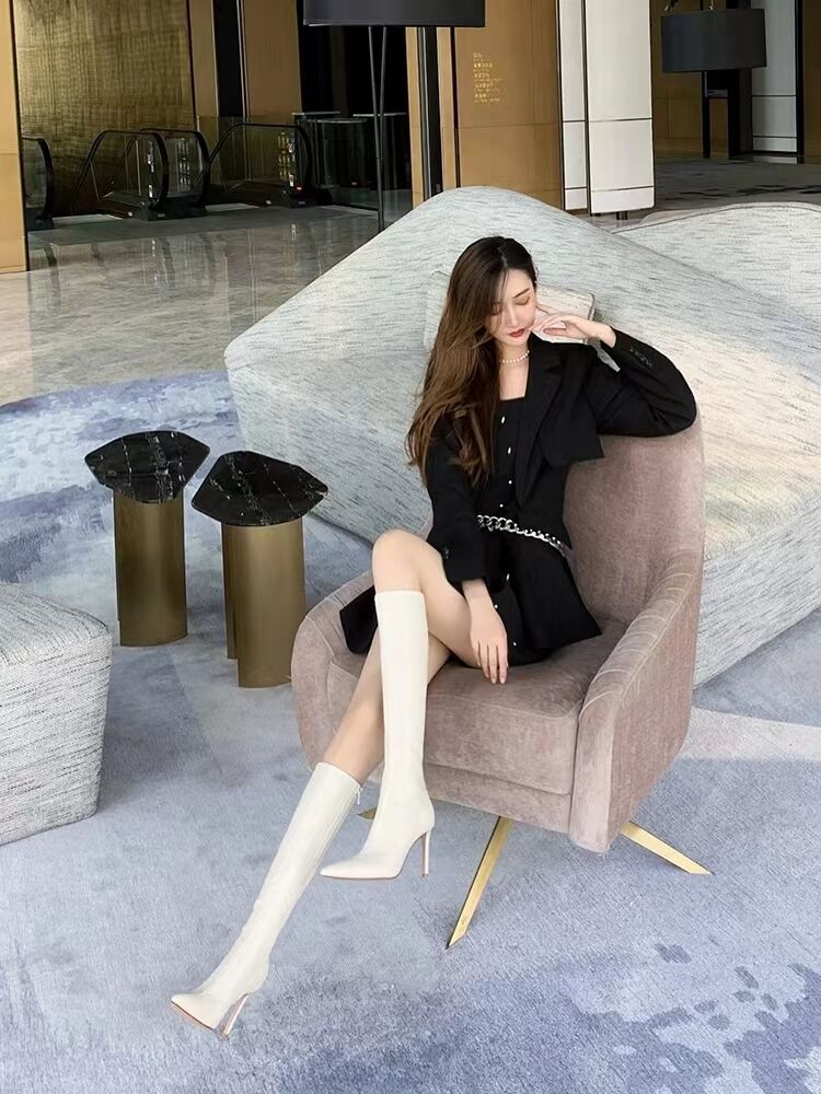 长筒不过膝靴女2022新款高跟鞋