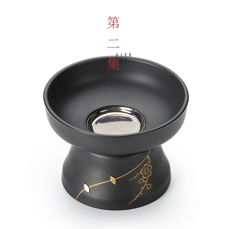 非遗锔钉黑泥紫砂茶漏