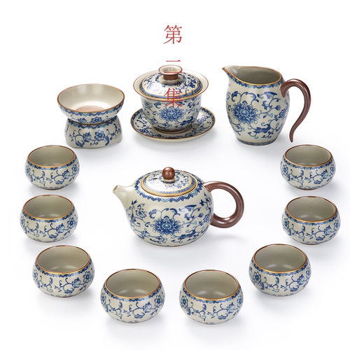 万寿藤青花汝窑茶具63