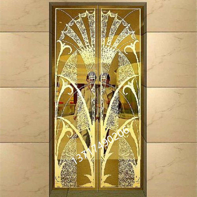 304不锈钢蚀刻板轿厢电梯门腐蚀装饰板仿古局部喷砂ktv别墅雕刻门