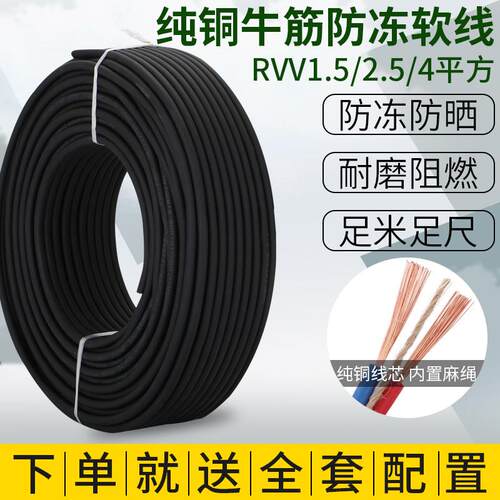 纯铜防冻防水牛筋线户外2.5 1.5 4平方电线软线二芯电缆线护套线