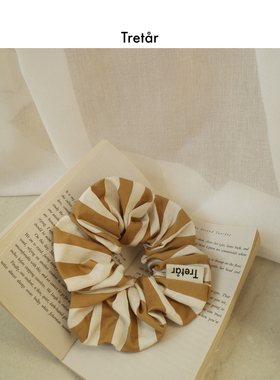 Tretar「砂糖曲奇」白棕条纹 法式大肠发圈发饰发绳