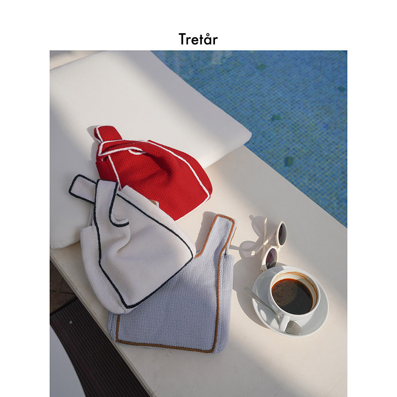 Tretar 秋冬软fufu可爱澳毛羊毛粗针针织手提小小tote托特包女包