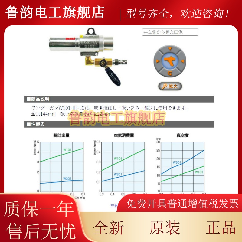 日本OSAWA大泽W101-III-LC 气动吸尘枪 带控制阀W101-III L型接口