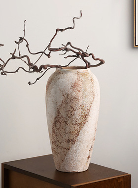 高颜值陶瓷花瓶复古新中式陶罐侘寂风水培插花花瓶客厅居家装摆件