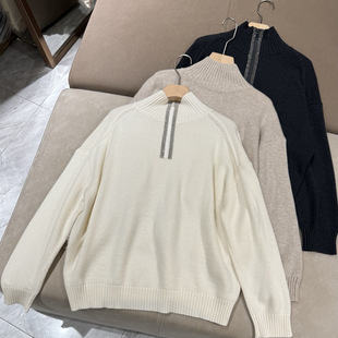 羊毛针织衫 烟囱领半拉链松身阔版 BC休闲时尚 意大利新款
