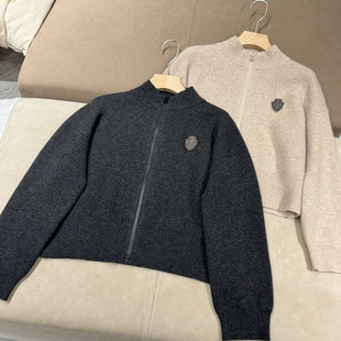 2025新款BC女士休闲时尚百搭拉链羊绒羊毛针织套装