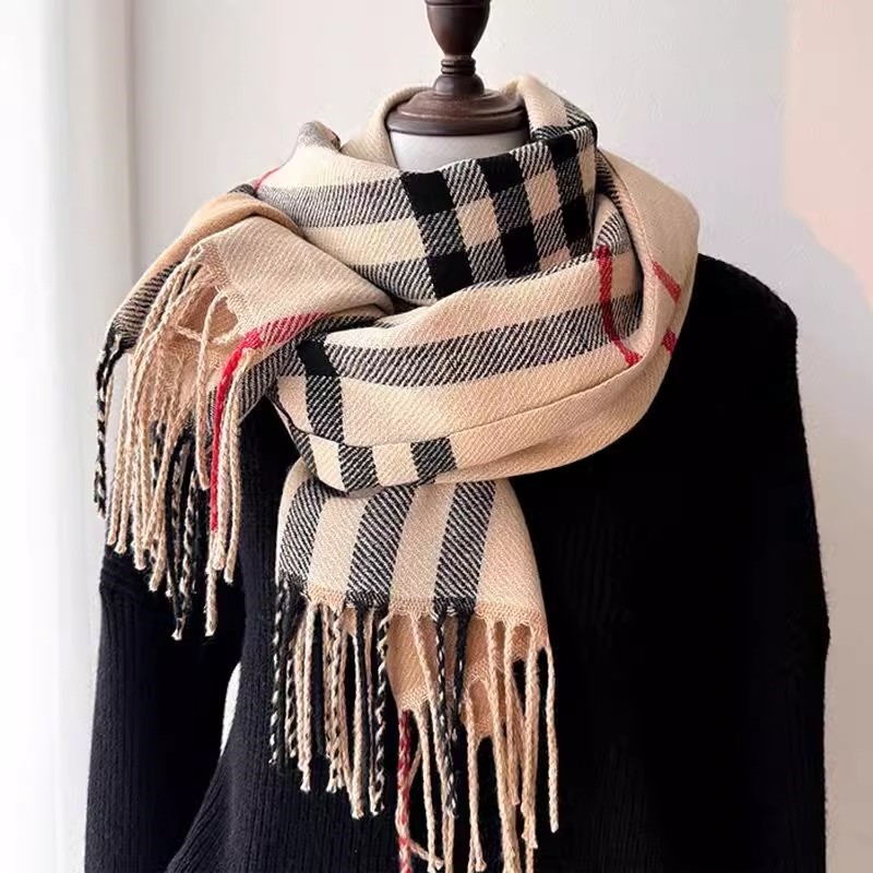 法国DRCO秋冬季复古格子围巾女2025新款经典加厚保暖流苏围脖披肩