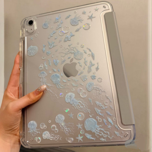 DIY海洋适用ipad保护壳iPad12平板壳iPadair8保护套11寸13寸air5带笔槽10苹果11代a16第9代Pro亚克力mini6壳7