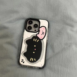 ins风小猫和小猪适用于苹果16pro透明iphone16ProMax手机壳15promax全包14卡通13Pro可爱11硅胶xs防摔保护套